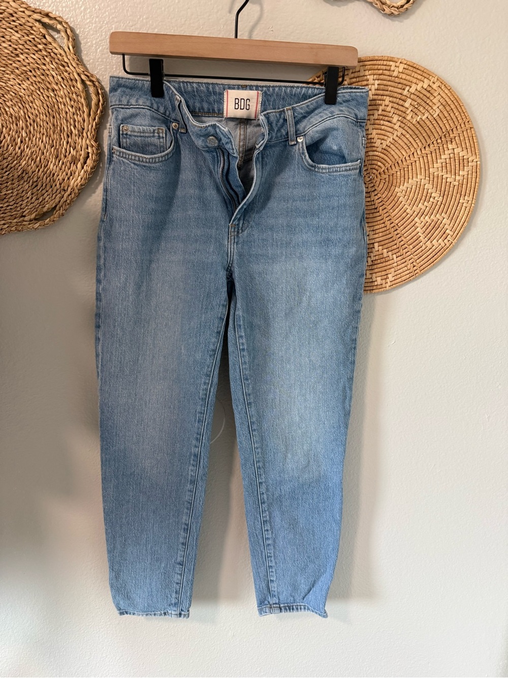 BDG Women's Light Blue High-Rise Straight Jeans
